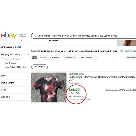 Under Armour Mens UA Iso Chill Compression Printed Long Sleeve XL - Picture 7 of 11